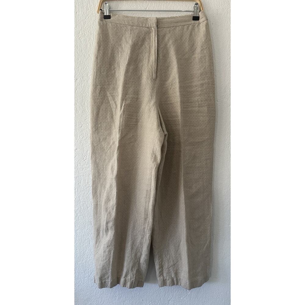 Eileen Fisher Size M Irish Linen Khaki Cropped Pants Luxe Beach Boho Tapered VTG